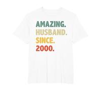 26th Wedding Anniversary for Him Amazing Husband Since 2000 T-Shirt, Men's Big and Tall, White, 2X Tall