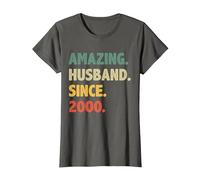 26th Wedding Anniversary for Him Amazing Husband Since 2000 T-Shirt, Women, Asphalt Grey, 3X-Large