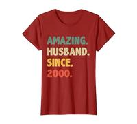 26th Wedding Anniversary for Him Amazing Husband Since 2000 T-Shirt, Women, Cranberry Red, Large