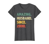 26th Wedding Anniversary for Him Amazing Husband Since 2000 T-Shirt, Women, Dark Heather Grey, X-Small