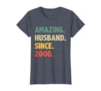 26th Wedding Anniversary for Him Amazing Husband Since 2000 T-Shirt, Women, Heather Blue, 3X-Large