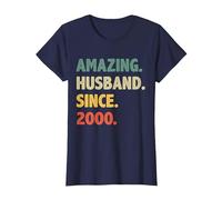 26th Wedding Anniversary for Him Amazing Husband Since 2000 T-Shirt, Women, Navy Blue, X-Large