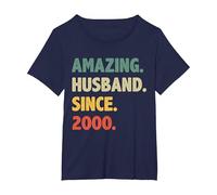 26th Wedding Anniversary for Him Amazing Husband Since 2000 T-Shirt, Women's Plus, Navy Blue, 2X