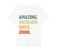 26th Wedding Anniversary for Him Amazing Husband Since 2000 T-Shirt, Women's Plus, White, 5X
