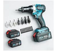 26V Cordless Rivet Nut Gun Kit, Brushless Electric Riveter Tool With Memory Function & 2-Speed, Auto Nut Setter With 7 Nosepieces (M3-M12), 2x Batteries, Charger & Case