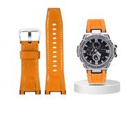 26x14mm Canvas leather watch strap fit for Casio G-SHOCK GST-B100/S130/W300GL/400G/W330/GST-W120L/s120/W130L/S100(Yellow silver buckle)