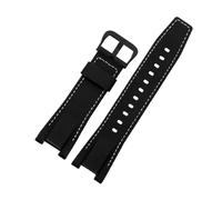 26x14mm Genuine Leather strap fit for CASIO GST-S100g/S110/S130l/W100G/W110/210B/400G/410/B100/W300(Black-W Leather,26x14 Silver-B)