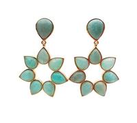 26x27mm Green Flower Shape Earrings Elegant Earrings Gems Stone Jewelry Gifts