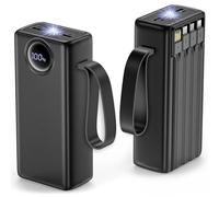 27,000mAh Power Bank with Built-in 4 Cables, 22.5W Fast Charging Portable Charger with Flashlight & LED Display, Charge 7 Devices Simultaneously, Heavy-Duty Battery Pack for Camping, Travel, Outages