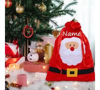 27.17x20.08 in Personalised Santa Sack with Drawstring - Large Flannel Gift Bag - Reusable Santa Claus Sack with Secure Tie Closure for Festive Gifting (Santa Claus B)