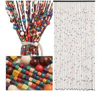 27/38 Strands Bamboo Beaded Curtain Fly Screen Room Divider, 90x200cm Boho Wooden Door Curtain String Panel, Hanging Beads Doorway Insect Bug Screen for Home Bedroom Living(90Wx200cmL(38))