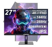 27" 4K Gaming Monitor, Dual Mode UHD 144Hz & FHD 288Hz, IP/PBP Computer Screen, G-SYNC Compatible, HDR, Adjustable Tilt & Swivel & Height, Built-in Speakers, HDMI