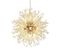 27.5" Gold Firework Crystal Fixture Hanging, Linear Dandelion Chandelier, Sputnik Ceiling Pendant Light Fixtures for Dining Room(G9 Included)(Gold,Series