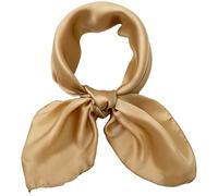 27.5'' Silk Feeling Scarf Medium Square Satin Head Neck Scarf for Women Hair Sleeping at Night,Dark Beige