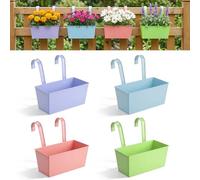 27.5cm Over Fence Planters, 4Pack Metal Hanging Plant Pots, Mix Colors