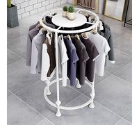 27.5in Round Clothes Rack with Top Shelf, Metal Clothing Display Stand, Freestanding Clothing Garment Rack, Nakajima Display Shelves for Retail Clothing Store,White,70cm