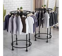 27.5in Round Clothes Rack with Top Shelf, Metal Clothing Display Stand, Freestanding Clothing Garment Rack, Nakajima Display Shelves for Retail Clothing Store,Black,70cm
