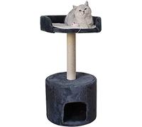 27.6" 2-Level Wooden Cat Tree Condo with Natural Sisal Rope Scratching Post for Kitten Playing