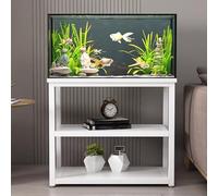 27.6in Tall Terrarium Holder,Aquarium Stand With Storage Cabinet, High Load-bearing Baked Enamel Steel Frame, Suitable For Living Rooms(White,60x45cm/23.6x17.7in)