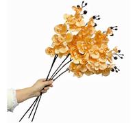 27”Artificial Orchid Stems Set of 5 Pieces,Silk Flowers with Stems,Long Stem Artificial Flowers,Faux Orchids Plants for Home Decor (Orange)