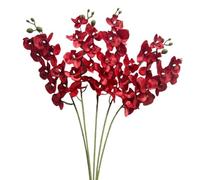 27”Artificial Orchid Stems Set of 5 Pieces,Silk Flowers with Stems,Long Stem Artificial Flowers,Faux Orchids Plants for Home Decor (Red)