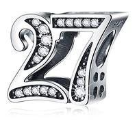 27 Birthday Charms fits Pandora Mother's Day Bracelet, 925 Sterling Silver 27th Anniversary Beads with CZ, Number 27 Years of Love Gifts for Mother/Father/Daughter/Son