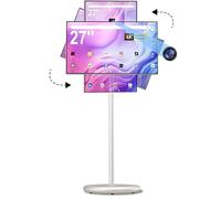 27" FHD Smart Portable TV, Rolling TV on Wheels, Android 15 OS, 6G +128GB Storage, Portable Touch Screen Monitor, 13MP Camera, Built-in Battery, 60Hz Refresh Rate, Full Swivel Rotation, Voice Remote