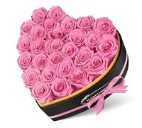 27 Forever Real Rose Heart Box,Eternal Preserved Pink Roses Flowers,Rose Gifts for Her Woman Wife Girlfriend on Birthday, Anniversary, Valentine's Day, Mother's Day, Christmas