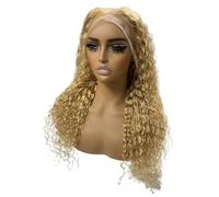 #27 Honey Blonde Water Wave 13x4 Hd Lace Front Wigs Human Hair Deep Curly Pre Plucked Glueless Wigs for Black Women(#27-210%,18inch)