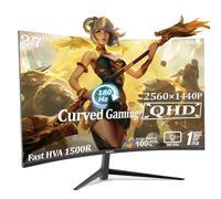 27 Inch Gaming Monitor Curved 1440P 180HZ 2K, Professional PC Display QHD 2560x1440p Home Office Computer Screen, HDMI, DP, AdaptiveSync, 1500R, Tilt Adjustable, Build-in Speaker, 100x100mm VESA