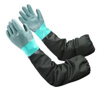 27" Long Rubber Gloves, Pond Gloves, PVC Waterproof Gloves, Reusable Heavy Duty Rubber Gloves Chemical Resistant Protective Gloves Full Arm Gauntlet Gloves for Resist Strong Acid, Alkali, Oil