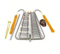 27 Note Children Percussion With Sturdy Triangular Metal Frame And Silver Tone Aluminum Keys With Two Mallets And Decorative Tassels Suitable For School Music Lessons And Home