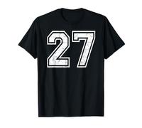 27 Number Twenty-Seven Team Sports Grunge Varsity Matching T-Shirt