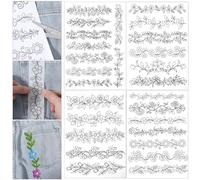 27 Pack Floral Border Embroidery Patterns Water Soluble Embroidery Paper Hand Sewing Stabilizers for Carves Shirts Coats DIY Sewing Projects