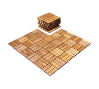 27 PCS Acacia Wood Patio Deck Tile Hardwood Flooring Tile Interlocking