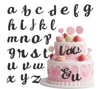 27-pcs Black Mirror Acrylic Lowercase Letter & Symbol Cake Toppers Set (a-z & '&') - Elegant Cursive Alphabet Decorations for Cakes, Cupcakes & Desserts (Non-Edible)