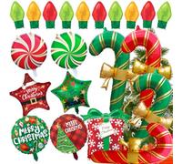 27 PCS Candy Cane Balloons, Christmas Foil Inflatable Sweet Lollipop Candy Balloon Kit for Christmas Balloon Arch Party Decorations (Green)