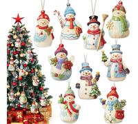 27 PCS Christmas Snowman Ornaments, 2D Wooden Snowman Ornaments for Christmas Tree Hanging Decorations, Xmas Tree Hanging Tags for New Year Holiday Party