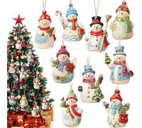 27 PCS Christmas Snowman Ornaments, Wooden Snowman Ornaments for Christmas Tree Hanging Decorations, Xmas Tree Hanging Tags for for New Year Holiday Party