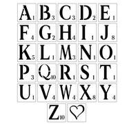 27 Pcs Letter Stencils 6 Inch Plastic Stencils Letters Easy to Use Stencil for Crafts Reusable and Washable for DIY Scrapbooking Painting Spraying on Wall Wood Fabric
