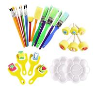 27 Pcs Paint Brush Set Kids, Kids Paint Brushes in Various Sizes,Children Early DIY Learning Paint Sets for Kids Arts Early Learning Creative Play and Crafts for Toddlers