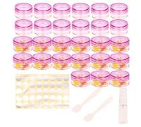 27 Pcs sample pots,5ml with lids cosmetic pot, mini cream empty containers,pink small with makeup lip balm jars,for travel face cream, samples, cosmetics empty pot
