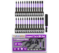 27 Pcs Torx Screwdriver Star Bit, 2" Long Star Magnetic Screwdriver Bits Set, 1/4" Hex Shank S2 Steel Tamper Proof Torx Bit with 2.3" Magnetic Extension Bit Holder and Storage Box