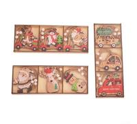 27 Pcs Wooden Christmas Tree Ornaments Set, Rustic Holiday Hanging Decorations for Indoor Outdoor Use, Red and Green Xmas Pendant Collection