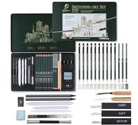 27 Piece Professional Artistic Drawing Set - Charcoal, Graphite and Paper Pencils for Artists, Students and Beginners - Complete Art Supplies for Sketching, Drawing and Mixed Techniques