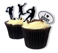 27 Pre-cut Rugby Sport Silhouette Stand Up Edible Wafer Paper Cake Toppers Decorations - PRECUT