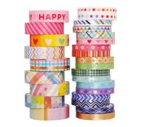 27 Rolls Rainbow Slim Washi Tape Set, 5/10mm Wide, 3m Each | Bright Colorful Decorative Patterns | Japanese Masking Tape for Bullet Journals, Scrapbooks, Gift Wrapping & DIY Décor