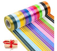 27 Rolls Satin Ribbon, 10M/5MM Silk - 14 Colors Wrapping Ribbon for Presents, Craft, Balloons, Wedding Bouquet, Christmas Party Decoration