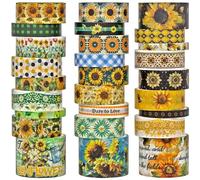 27 Rolls Washi Tape Set - Decorative Masking Tape Colored Sunflower Patterns, Adhesive Artists Tapes for Journaling Supplies