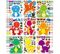 27 Sheets Dinosaur Party Stickers | Make Your Own Dino Face Stickers for Kids | DIY Dinosaur Crafts, Party Decorations & Classroom Activities
